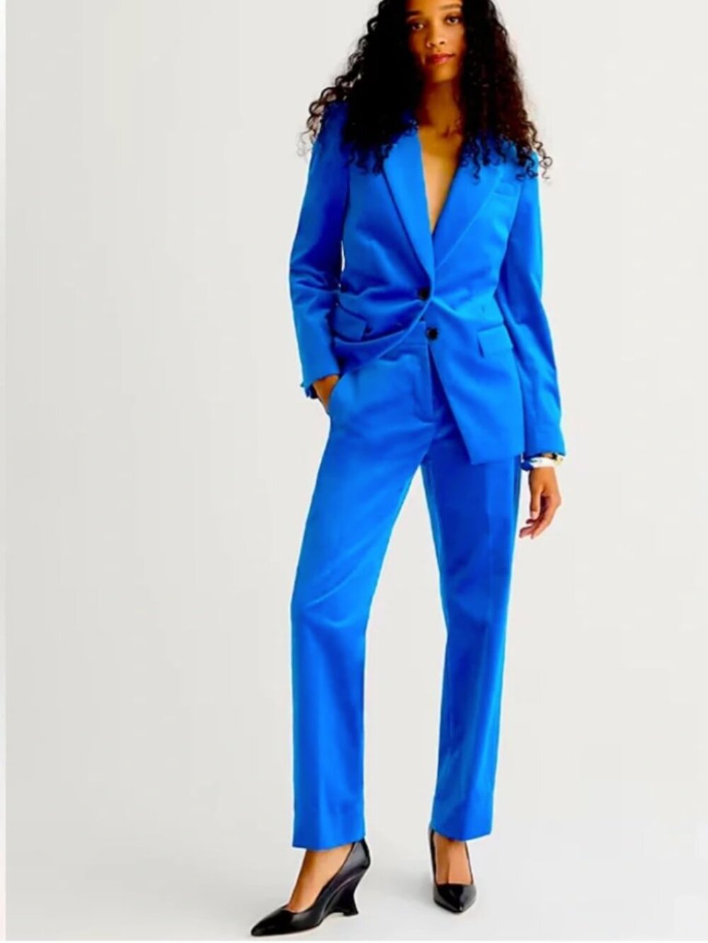 NWT J.Crew Blue Stretch Velvet Suit Set - Size 10 Blazer & Pants